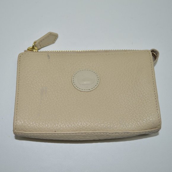 Dooney & Bourke Handbags - Dooney & Bourke Beige Vintage All Weather Leather Small Zip Pouch Wallet Coin